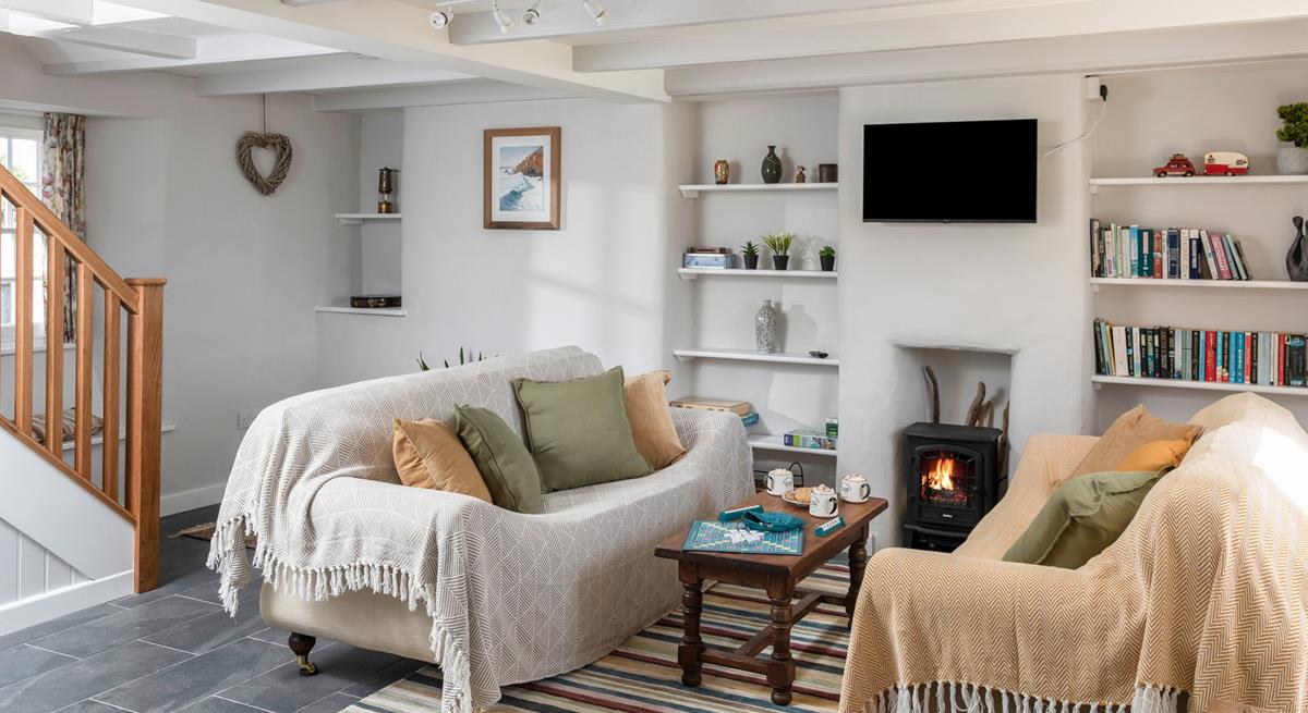 The sitting area is cosy and light.