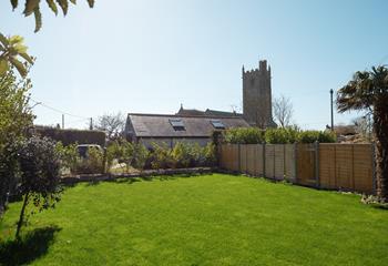 There are lovely views of the church from the leafy garden.