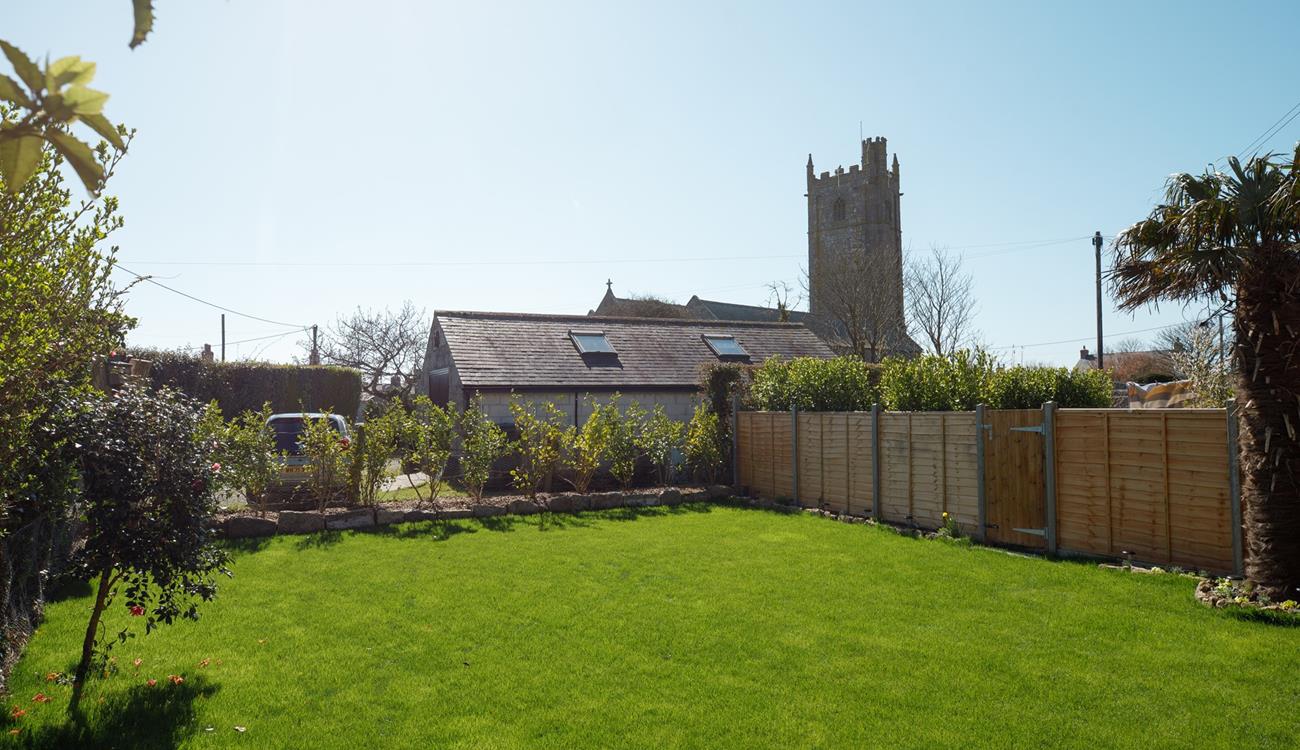 There are lovely views of the church from the leafy garden.