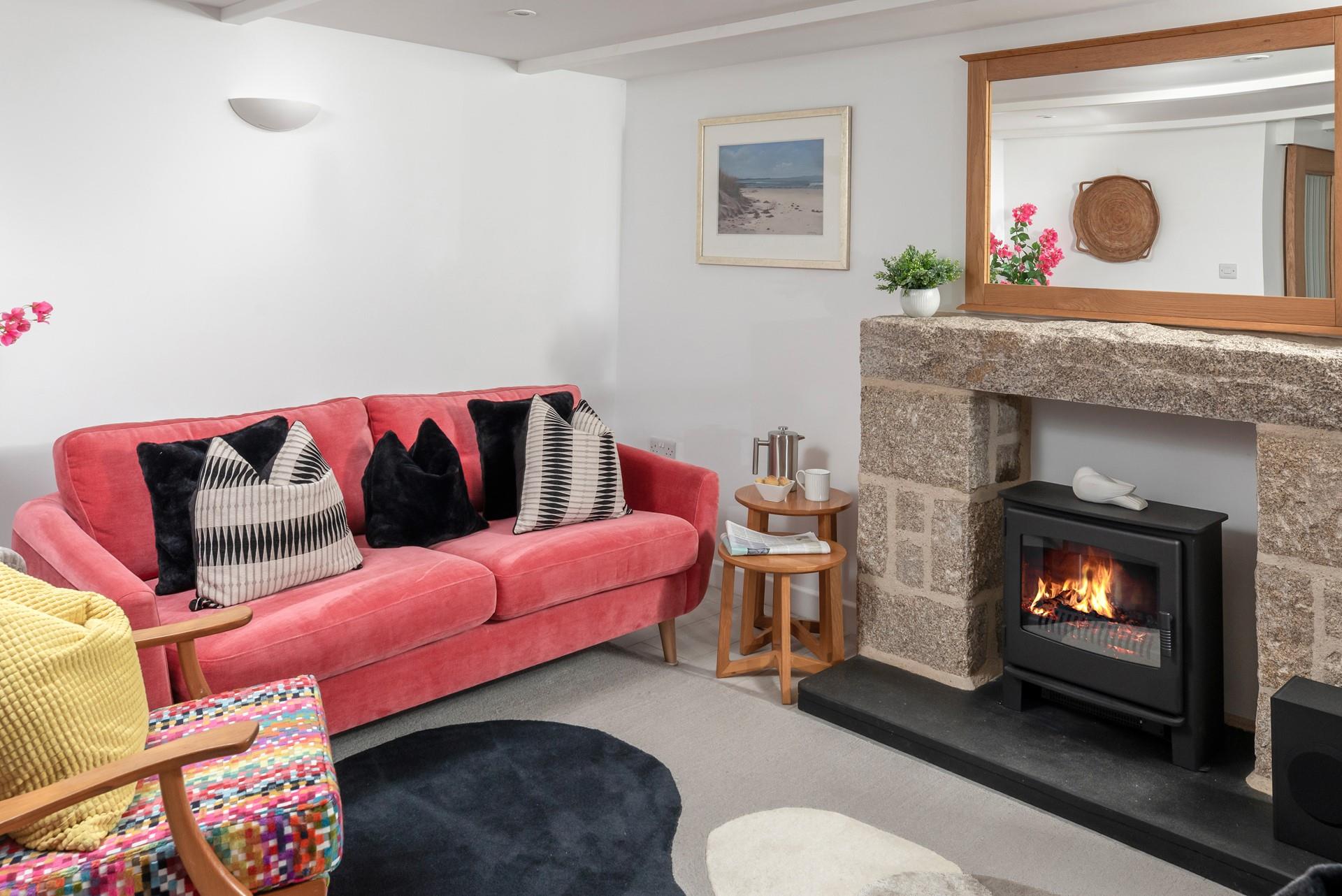 Snuggle up in front of the electric fire each evening.