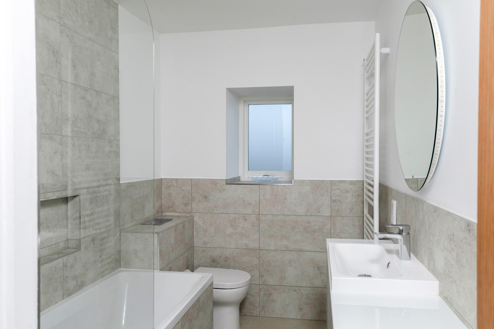 Get ready for the day in the bathroom.