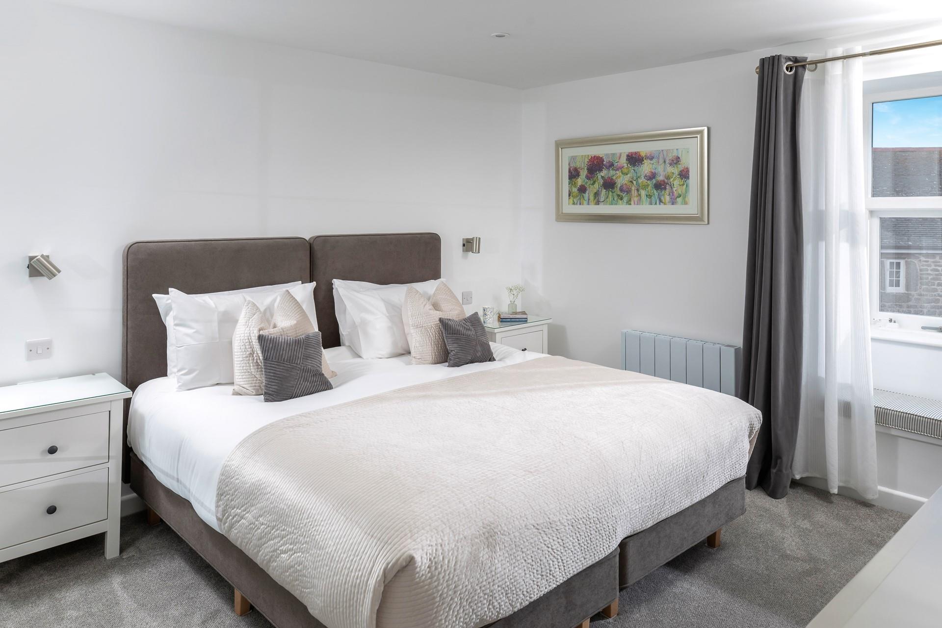 The bedrooms are tastefully decorated.