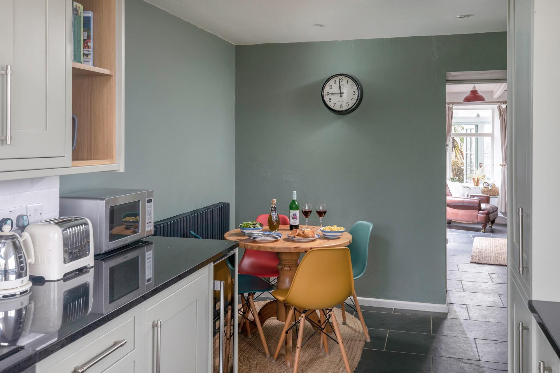 Tuck into a hearty meal around the dining table.