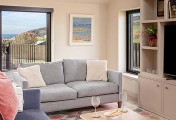 Enjoy sea views from the sitting area.