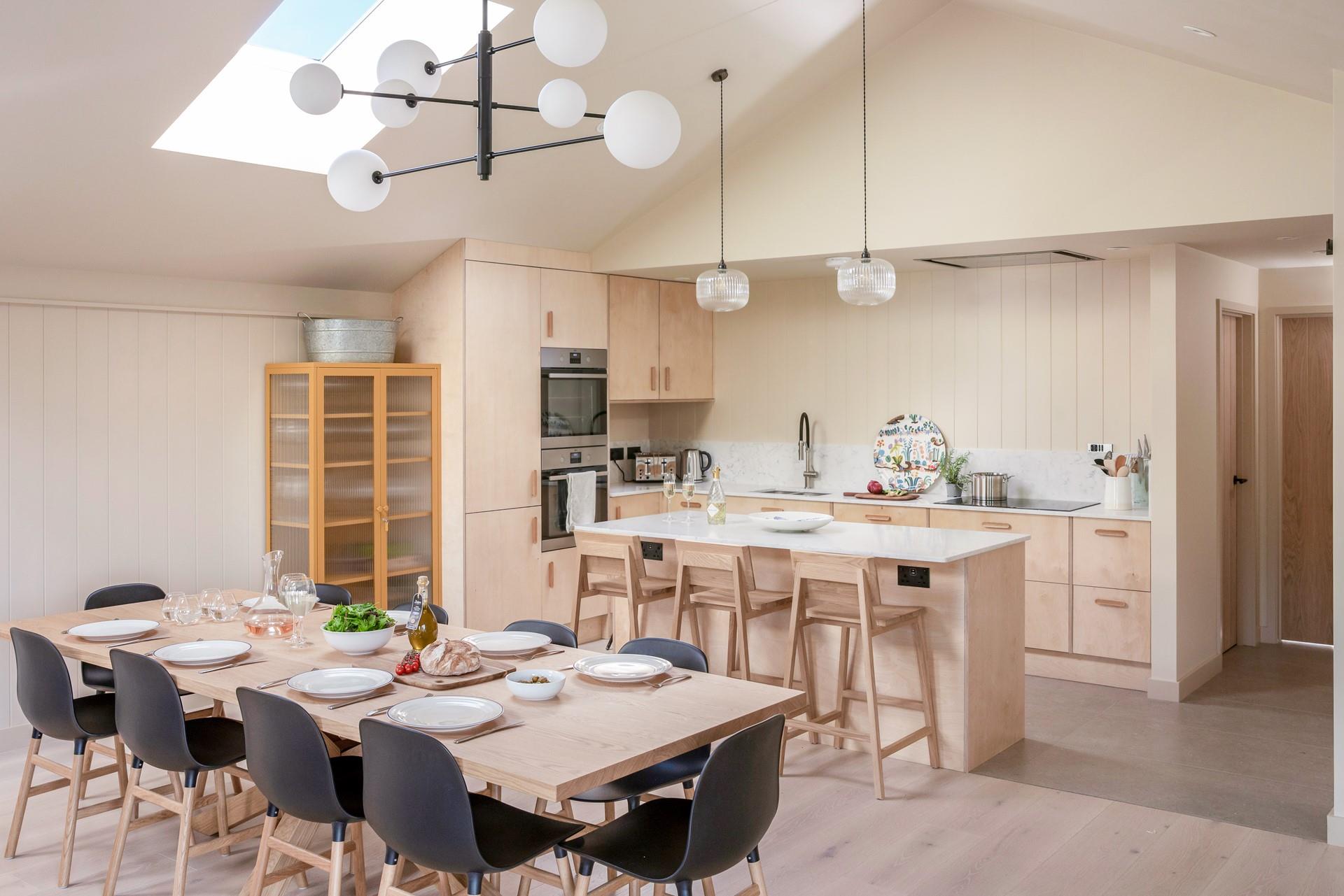 The kitchen is modern and ideal for cooking a hearty meal.