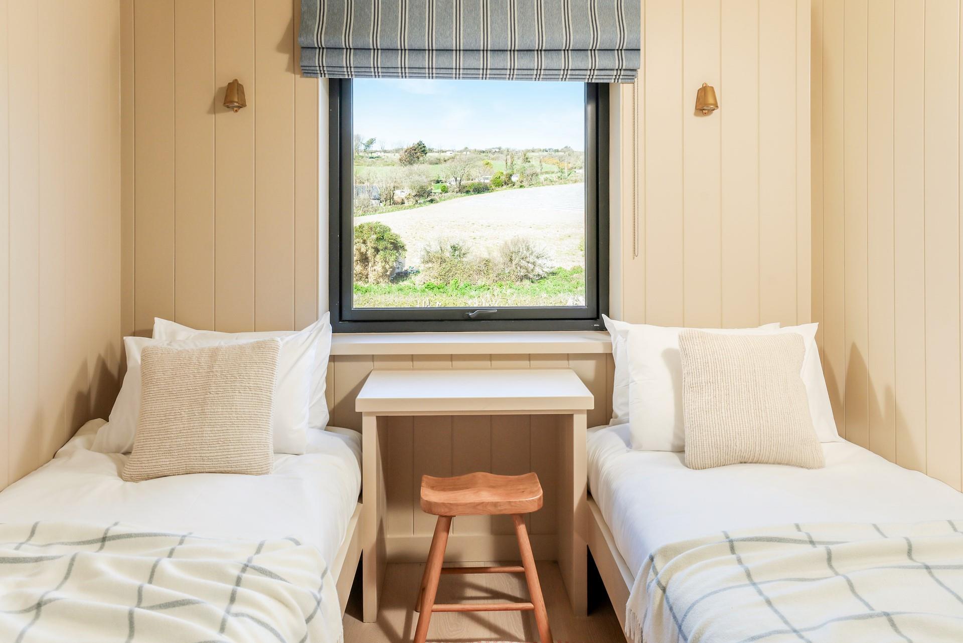 The twin beds are ideal for children.