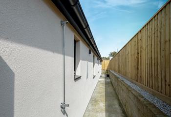 There is a handy outdoor shower for washing wetsuits.