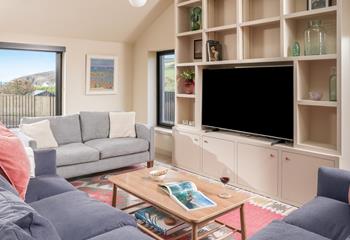 Sink into the comfortable sofa with a glass of wine.