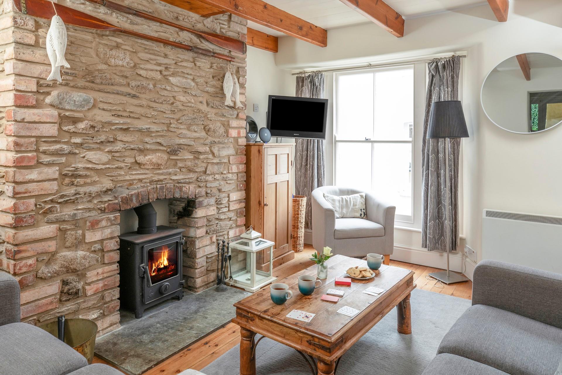 Sip a cuppa in the sitting room after a morning exploring St Mawes.