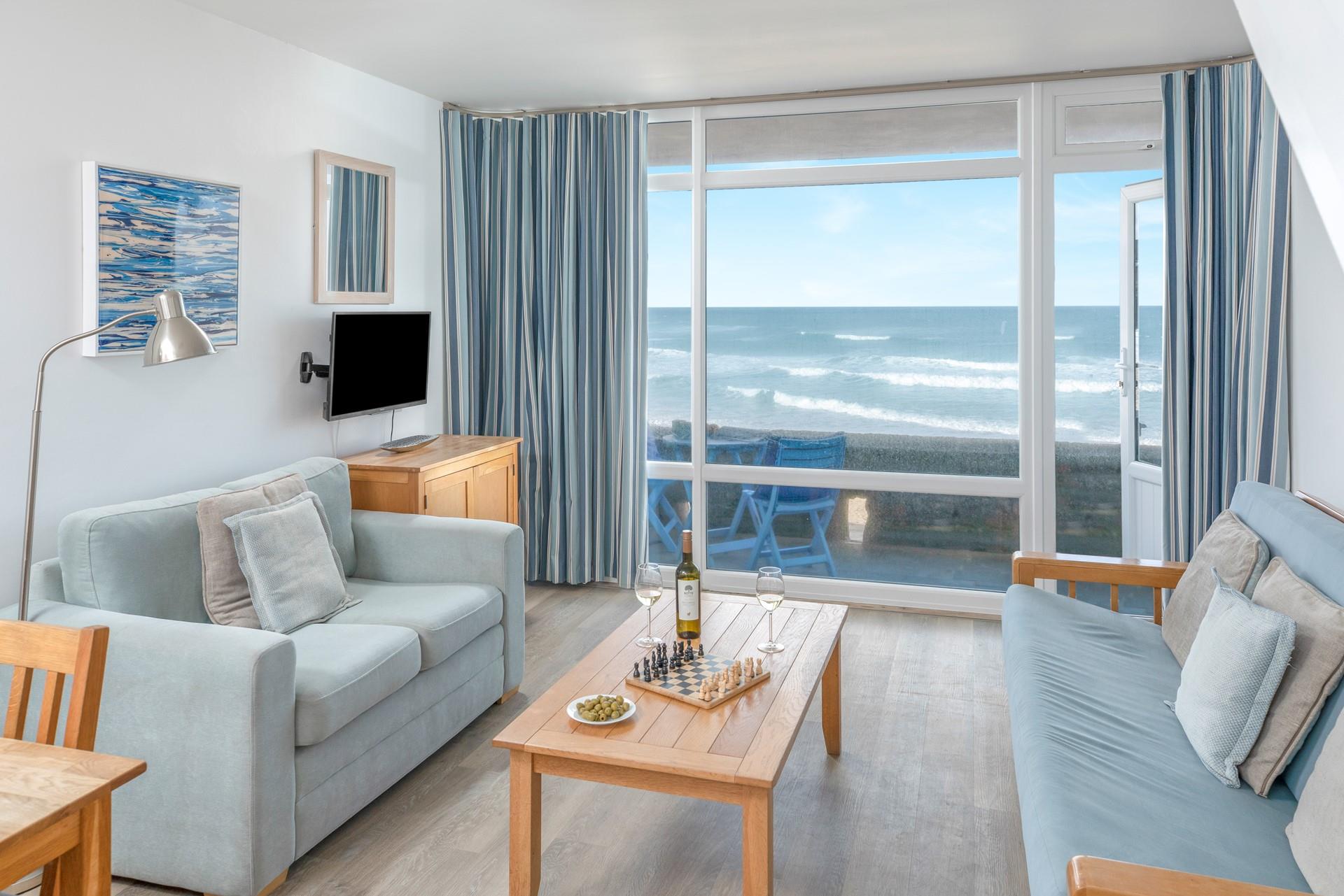 Enjoy sea views from the cosy sitting room.