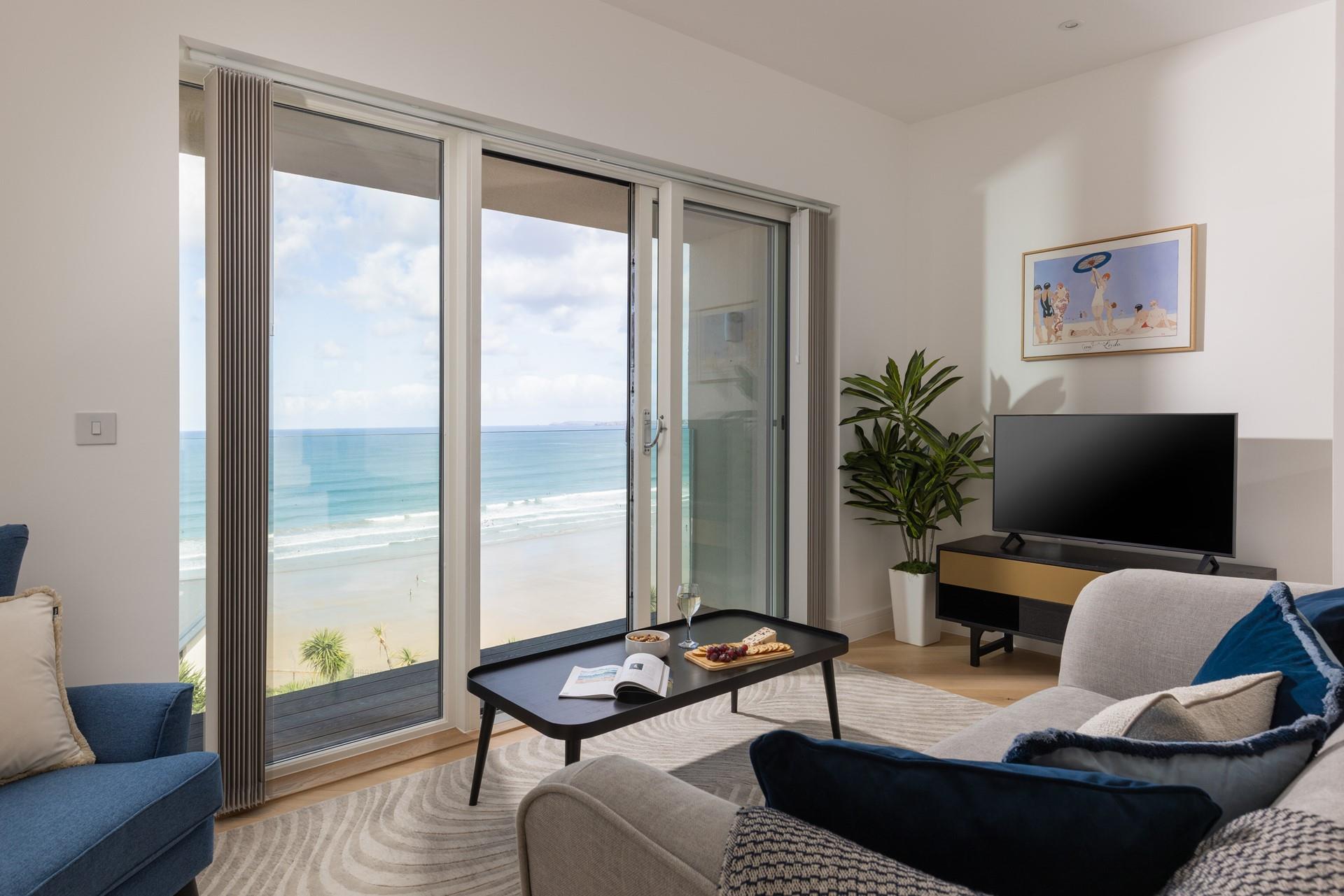 The forth floor living area is the perfect spot for wave-watching.