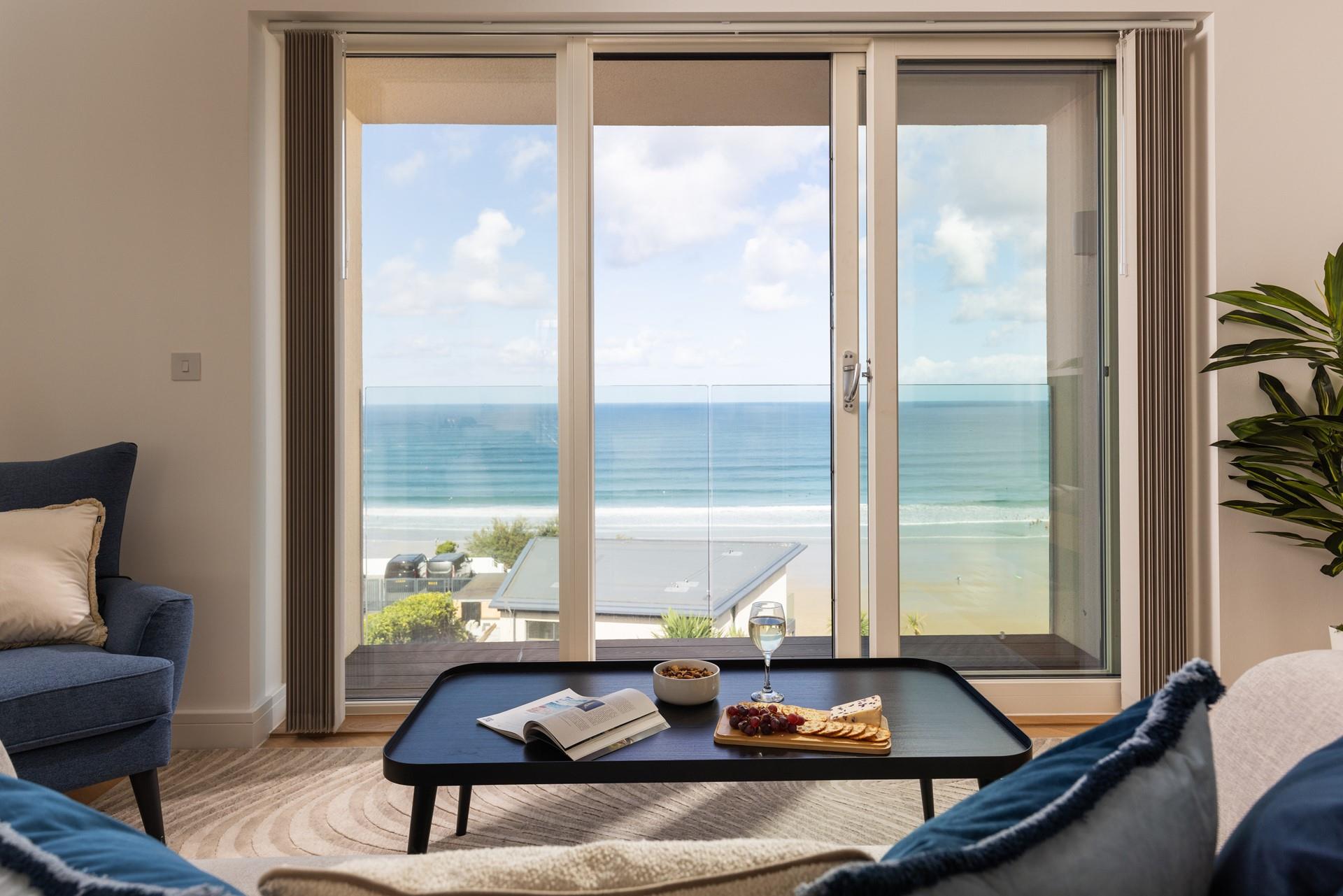 Stunning sea views await at Surf House, a stylish coastal townhouse in Newquay.