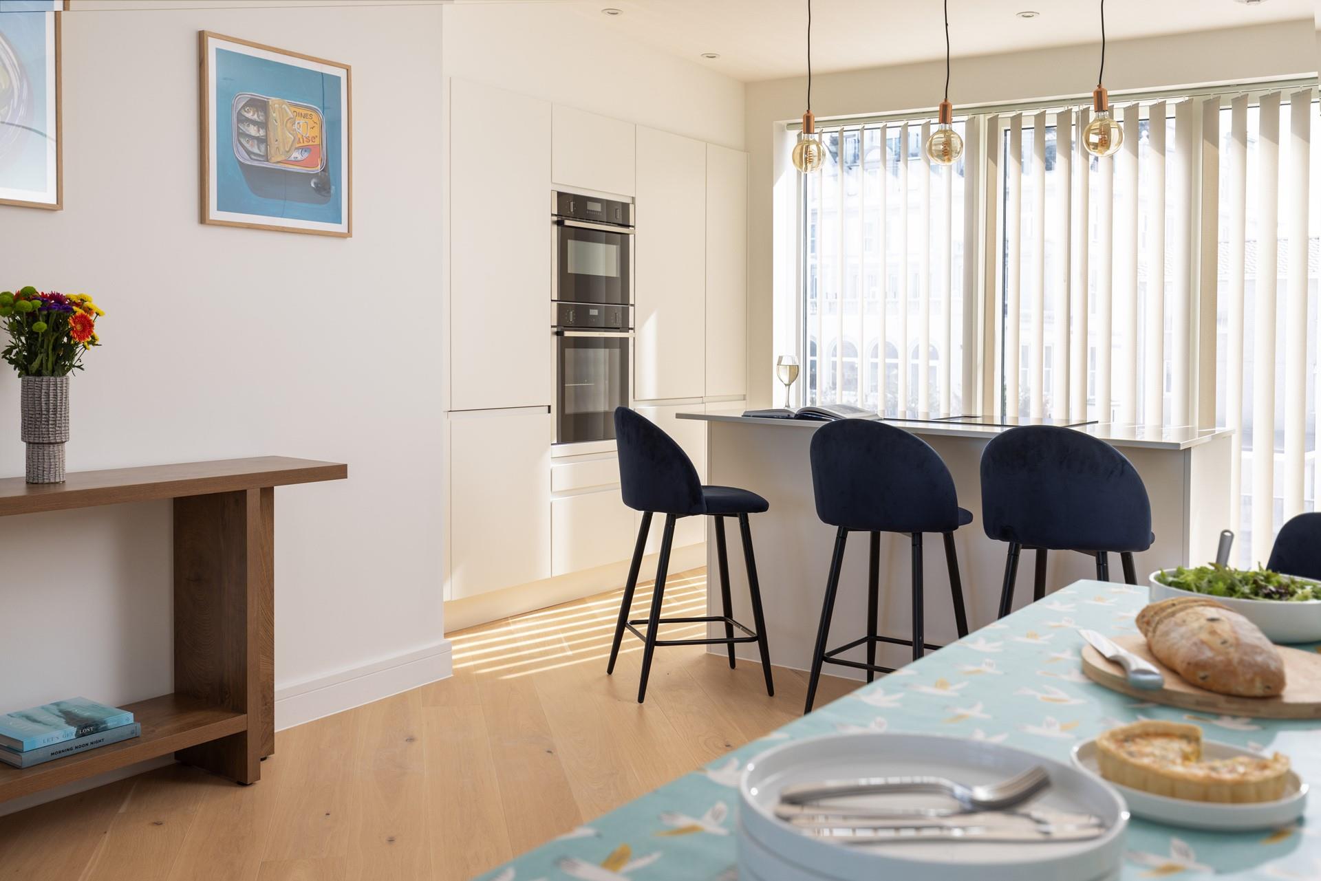 The kitchen is well-equipped with all the mod cons you need.