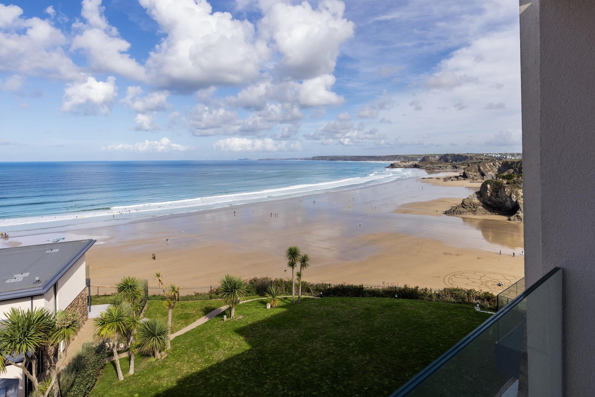 The magnificent view stretches across Newquay's coastline to Watergate Bay and beyond.