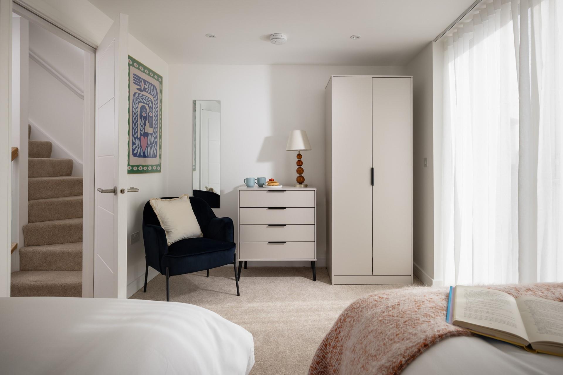 Calming pastel hues creates a relaxing sanctuary in the bedrooms.