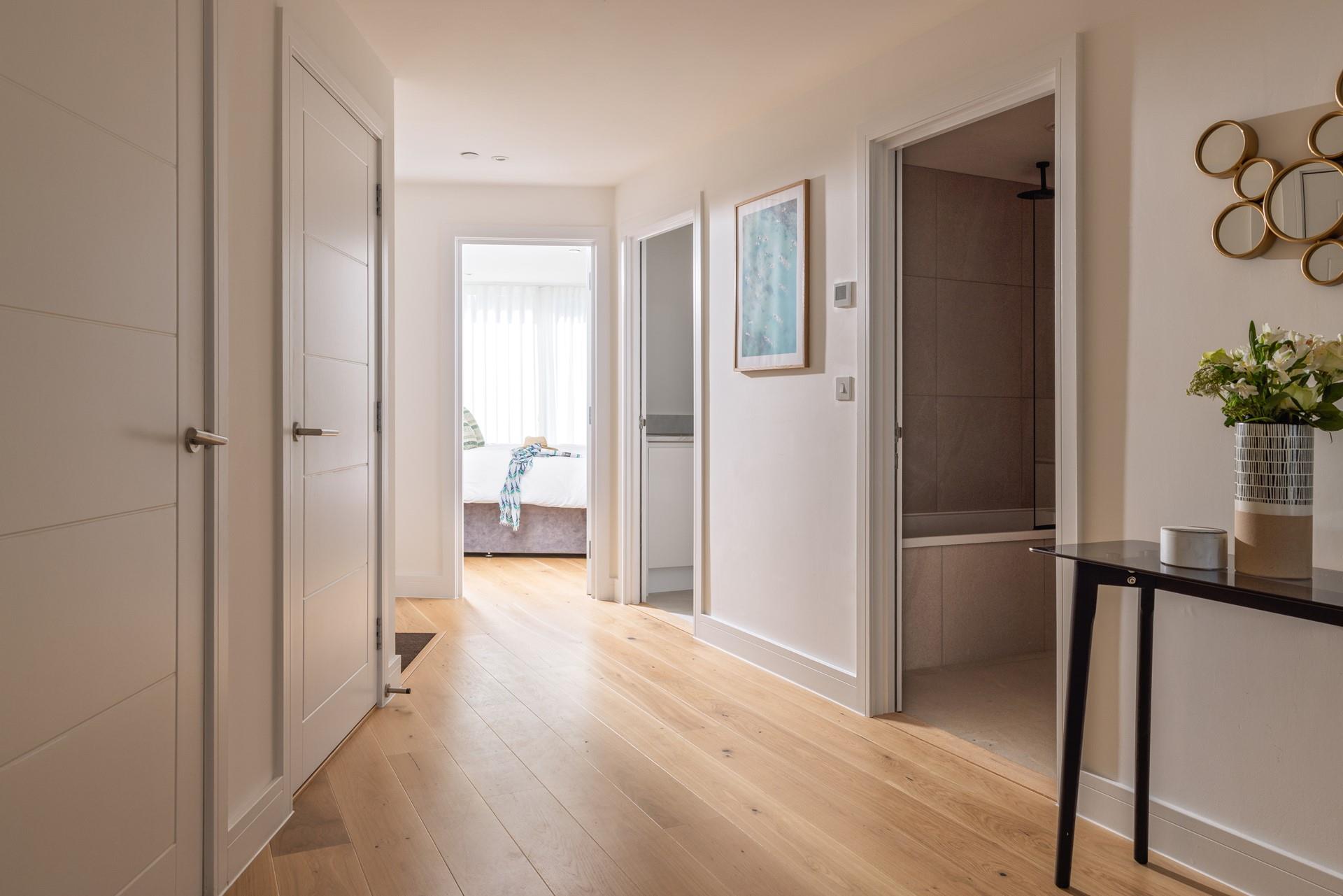 The spacious hallway has plenty of storage for all your holiday essentials.