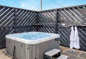 Take a dip in the bubbling hot tub as the stars come out.