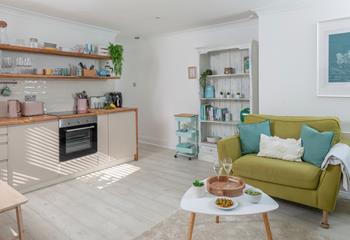 The open plan living area is stylishly decorated.