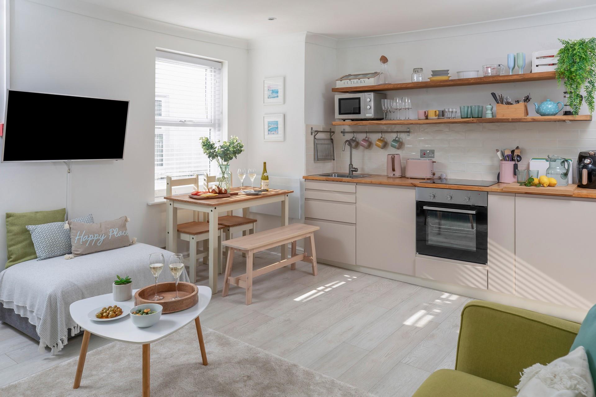 The kitchen is well equipped for cooking a tasty meal.