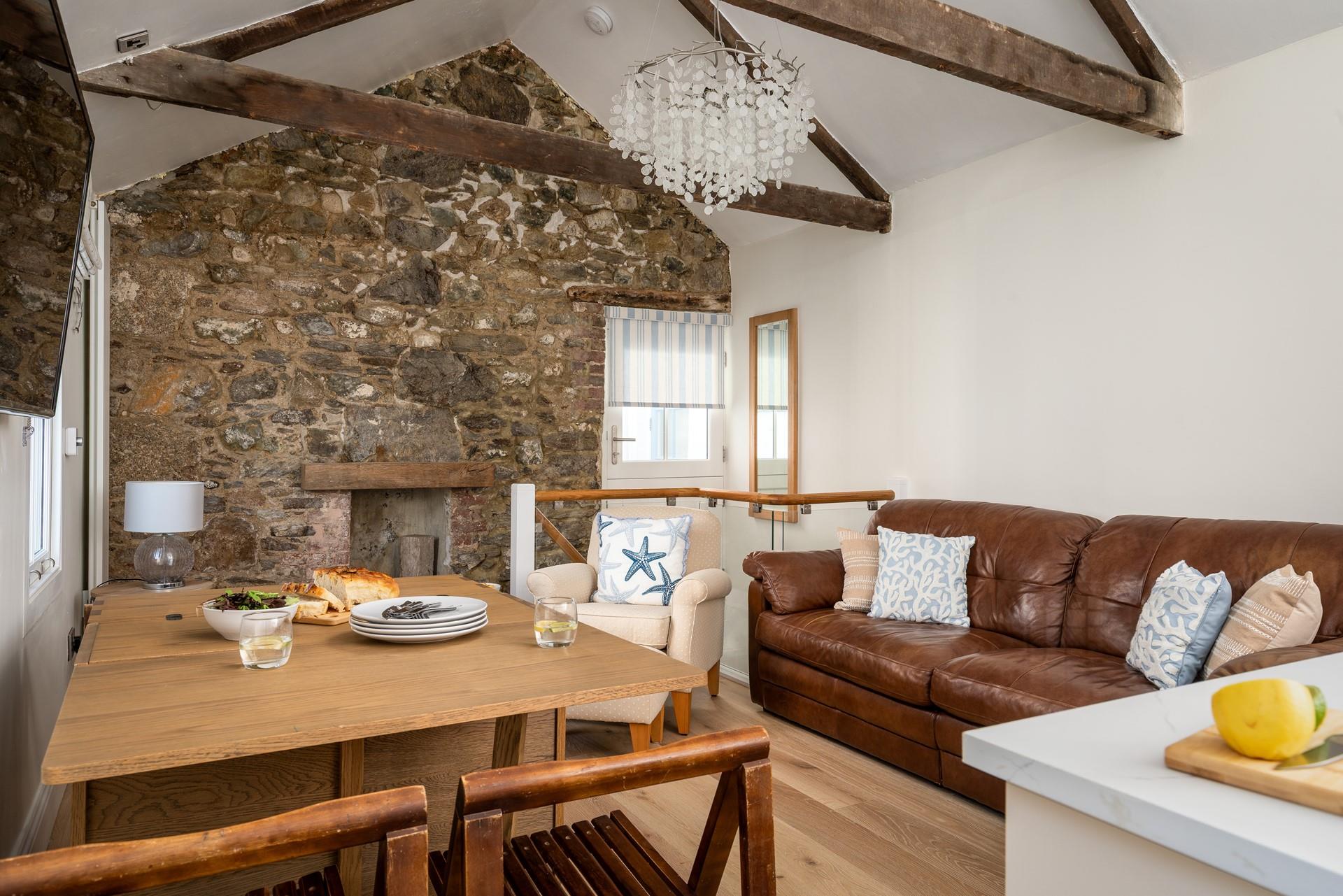 The table extends into a handy dining table.