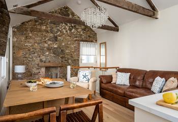 The table extends into a handy dining table.