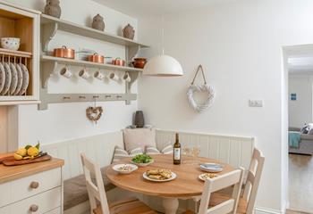 The kitchen and dining area are tastefully decorated.