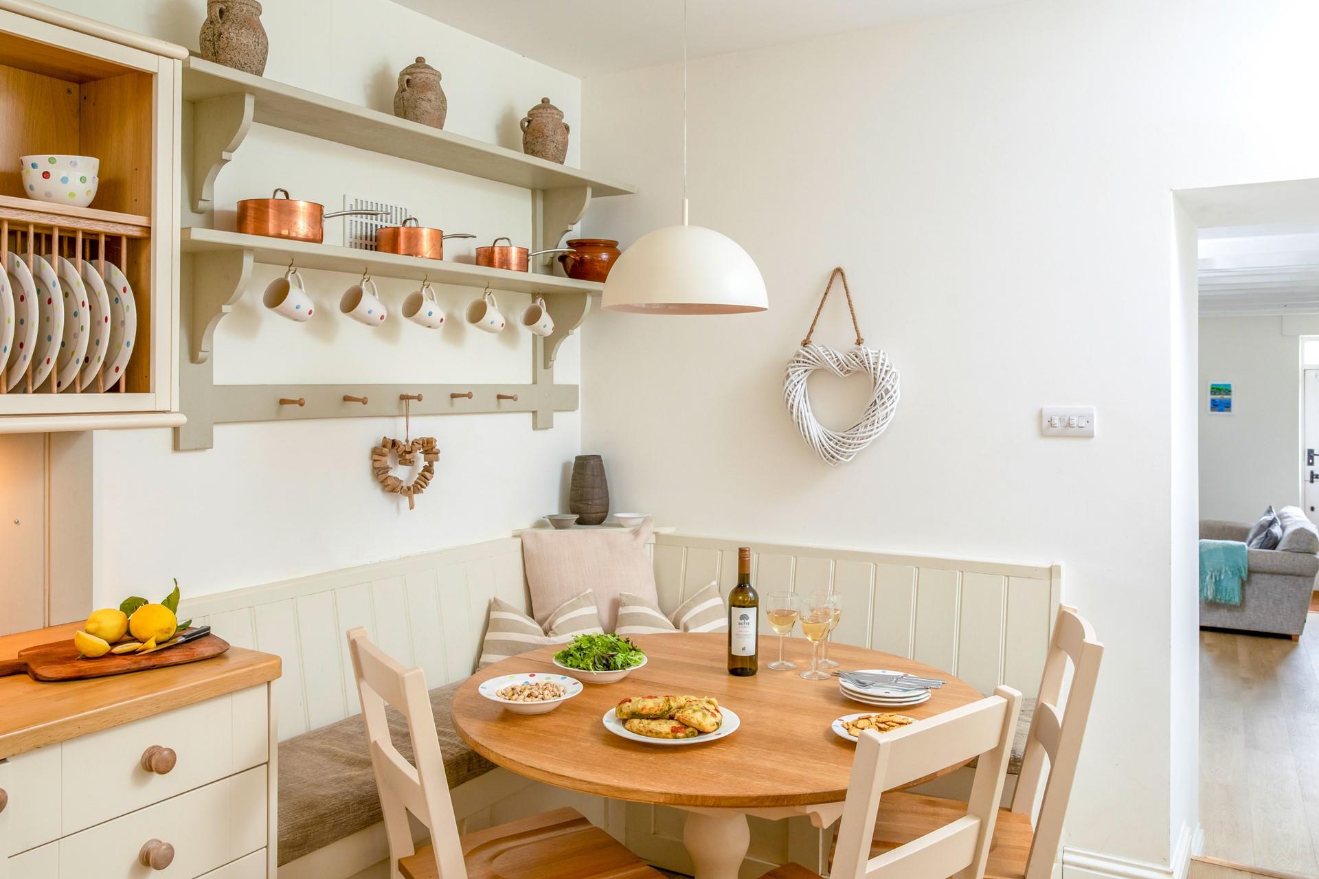The kitchen and dining area are tastefully decorated.