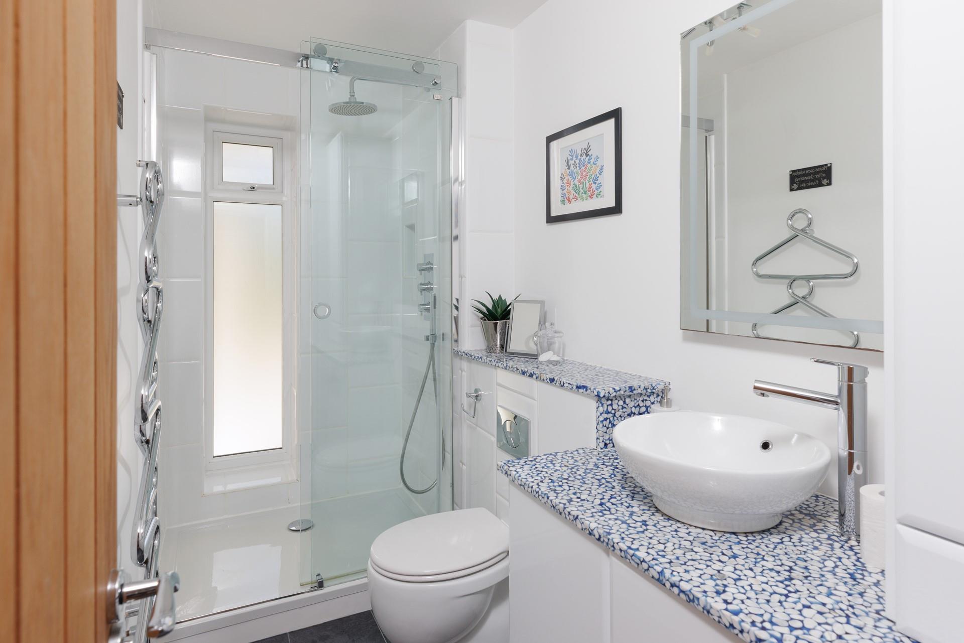 The shower room is ideal for getting ready for the day.