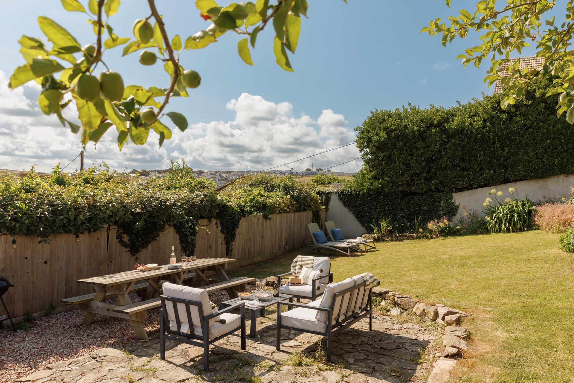 The leafy garden is ideal for soaking up the sun.