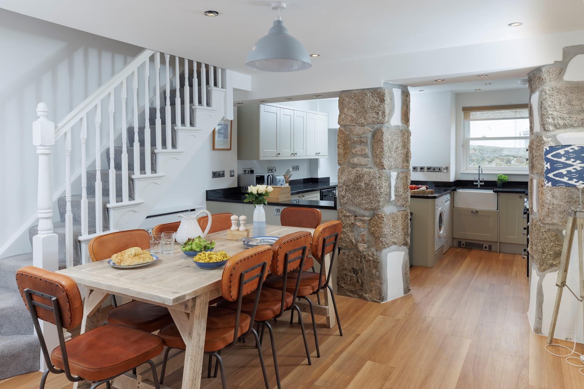 Tuck into a hearty dinner before heading out to enjoy the last of the sunshine in the garden.