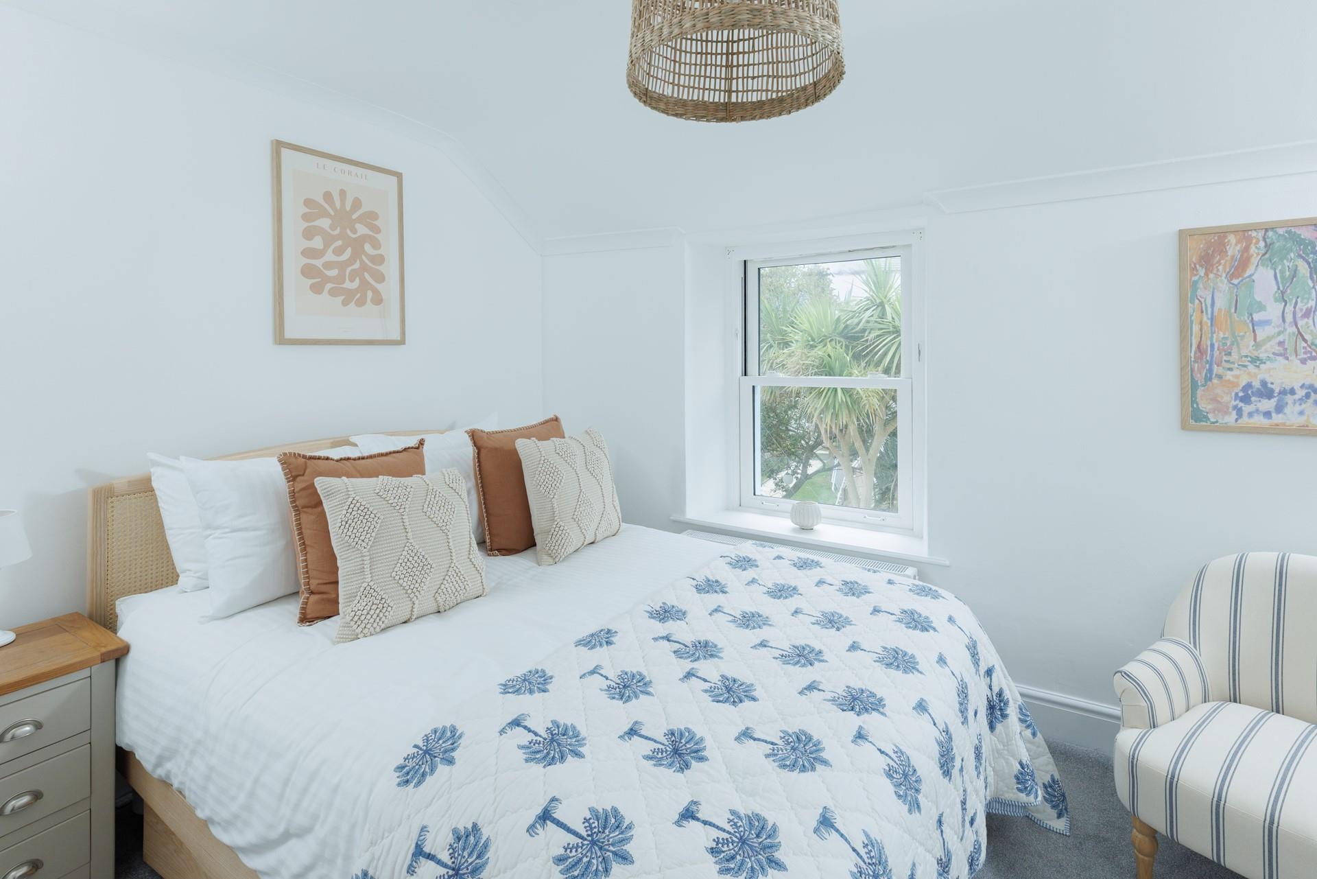 Sleep soundly in the comfortable bed.