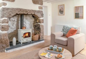 Sip a cuppa in front of the warmth of the fire.