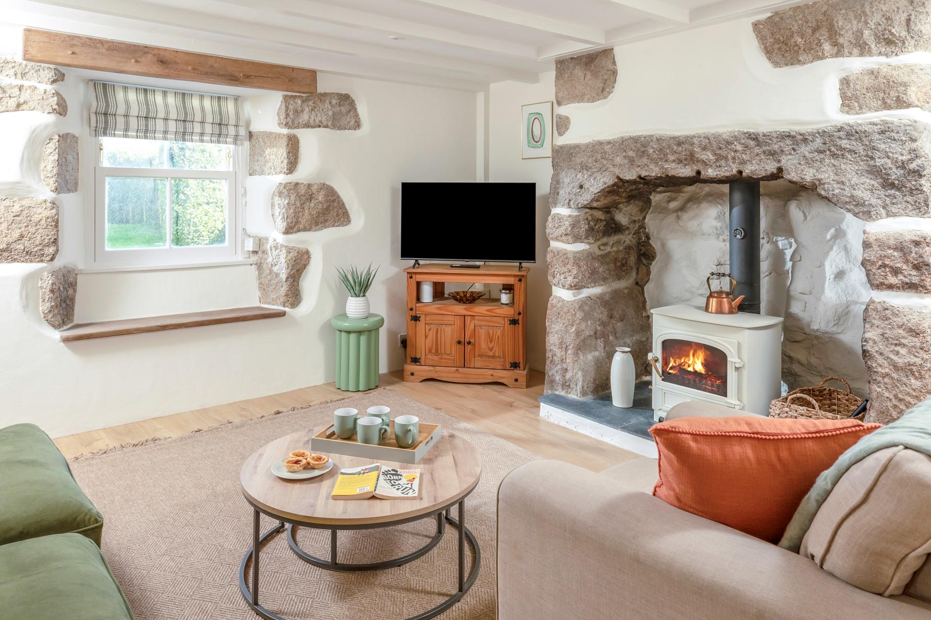 Cosy up in front of the roaring fire on chilly evenings.