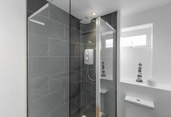 Wash the day away in the family shower room.