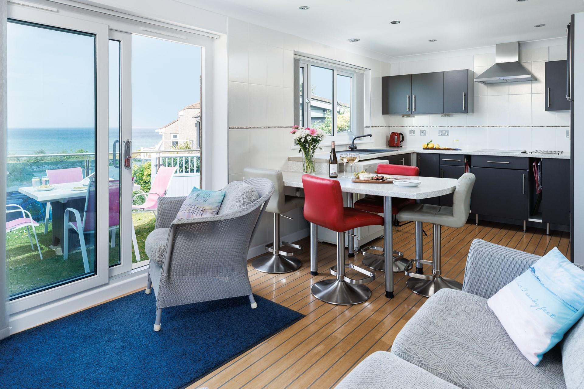 Enjoy sea views at Morryp from the living area and beachside lawn.