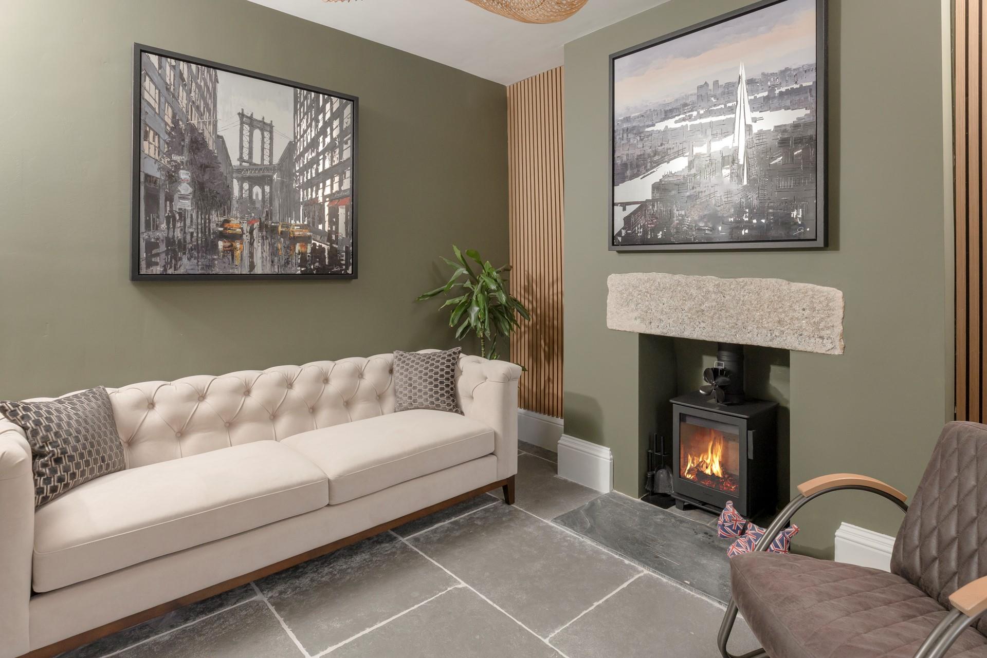 The snug also has a woodburner for cosy nights in.