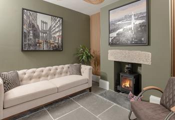 The snug also has a woodburner for cosy nights in.