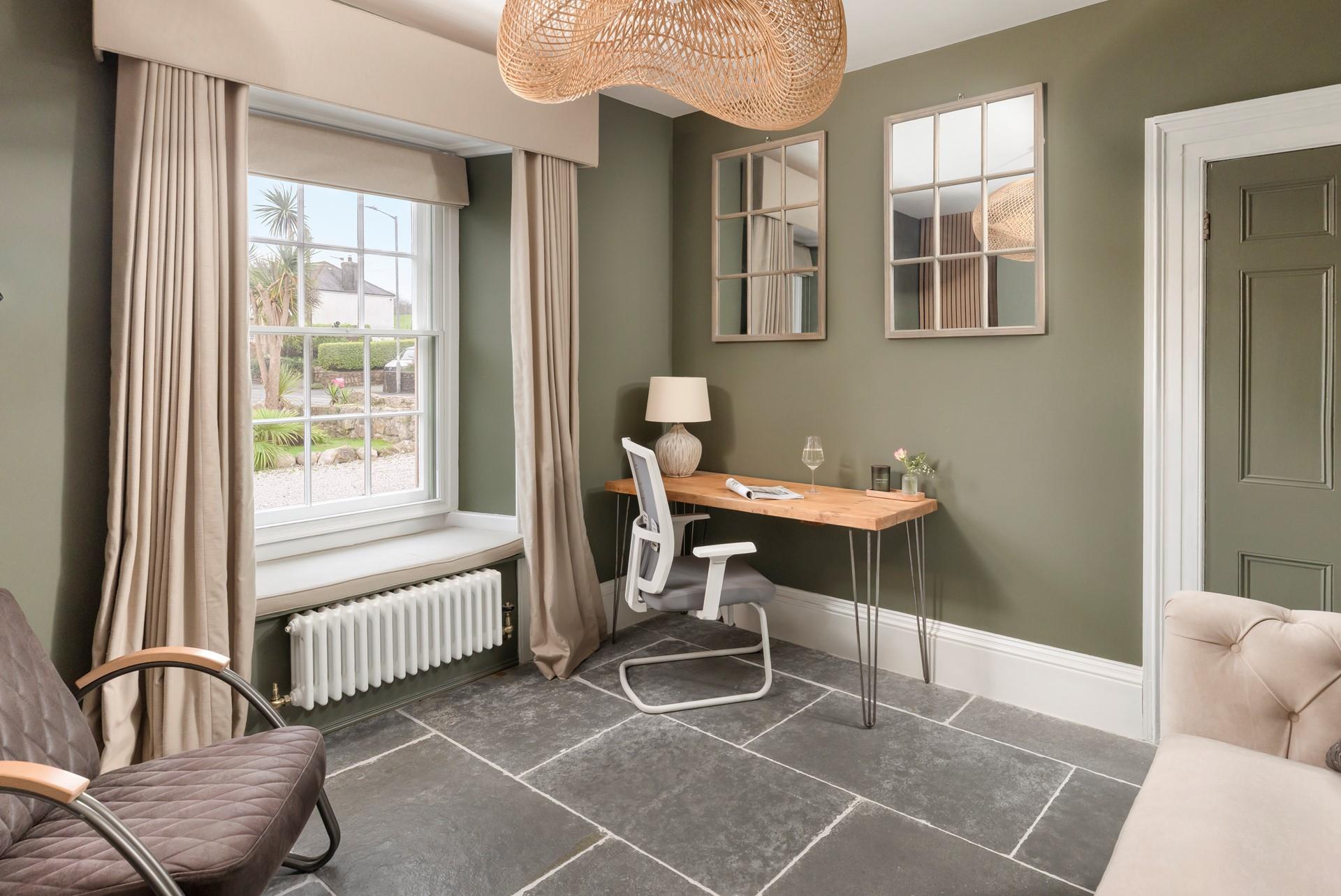 The desk is perfect for catching up with emails while away.