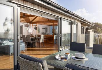 The balcony spans the width of the living space and is the perfect spot for enjoying the view.