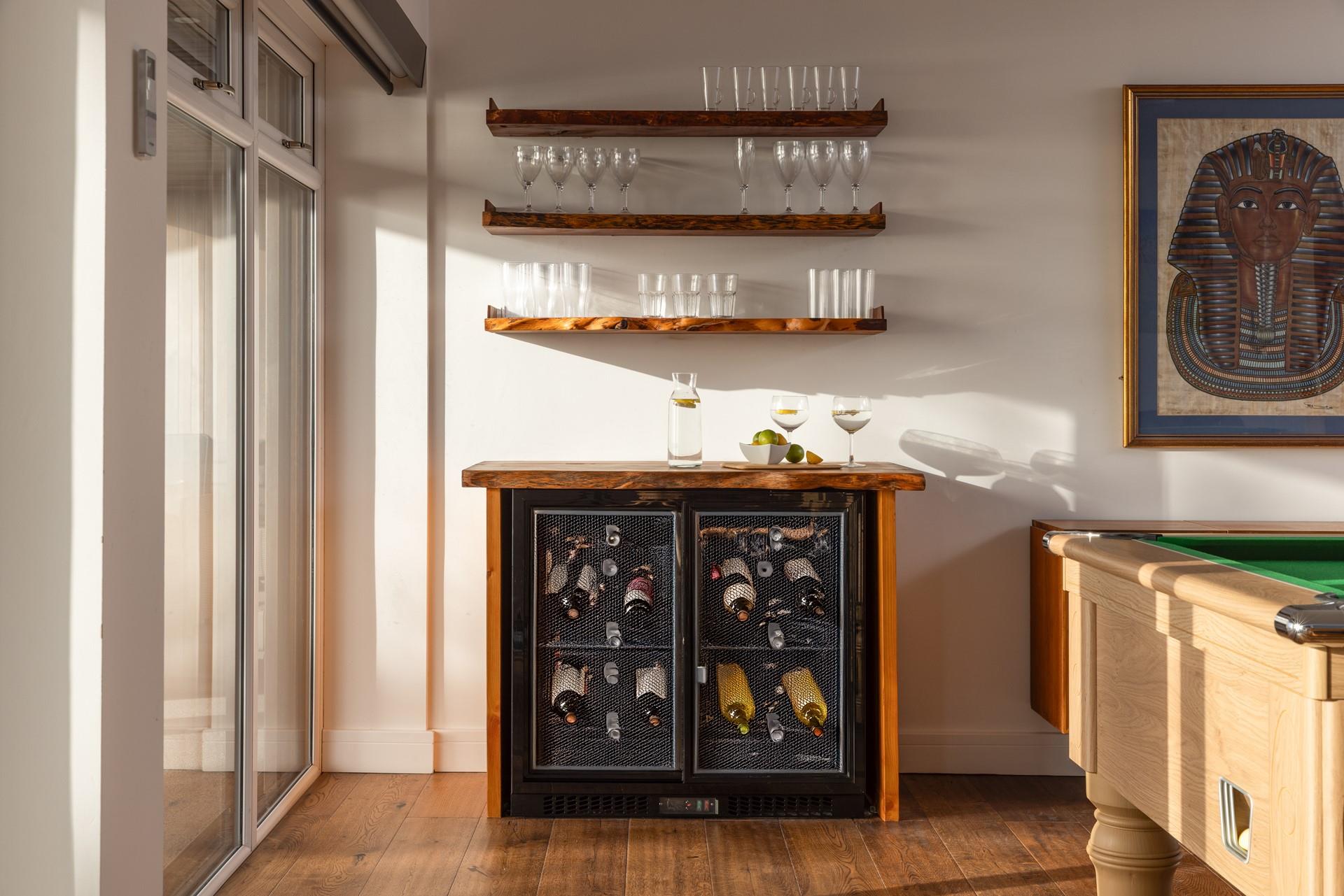 Enjoy a drink to take out on the patio as the sun sets.