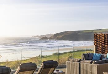Spend hours unwinding with the panoramic sea views in the summer sunshine whilst enjoying a sundowner on the patio.