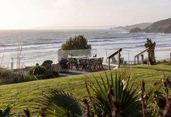 The lawned area is ideal for children to play.