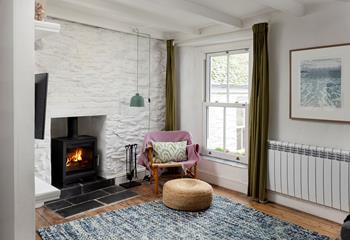 The cosy living is a welcome retreat in any season.