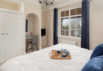 The bedroom is spacious and tastefully decorated. ( The neighbour's terrace is visible from this bedroom, as seen in the  picture)