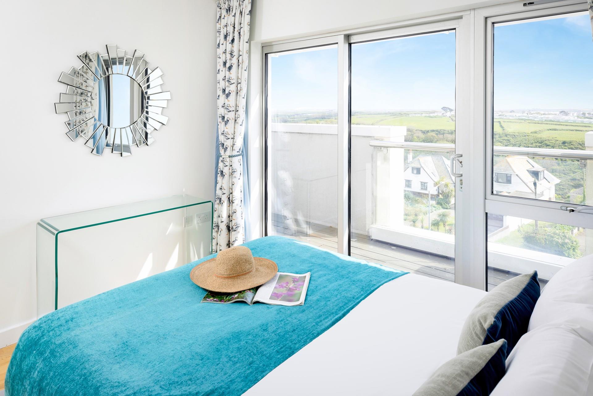 Picturesque views across the Cornish countryside from bedroom 1.