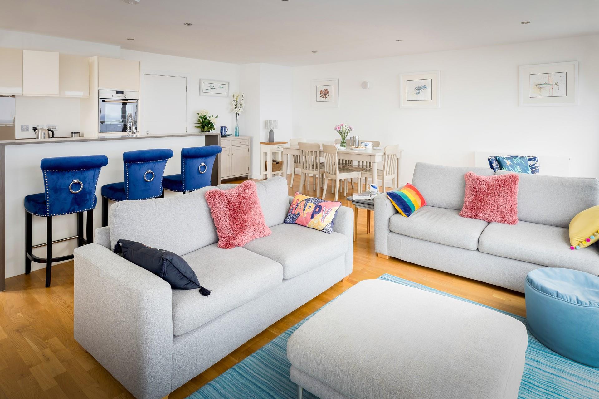 The bright and spacious living area is the perfect place for all the family!