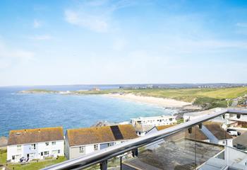 The Penthouse overlooks the golden sands and iconic surf of Fistral beach.