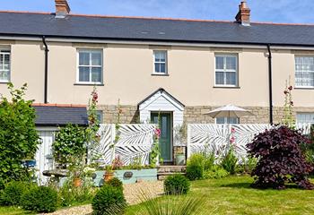 The blooming garden is perfect for soaking up the sun.