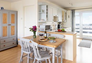 The kitchen and dining area has all you need.