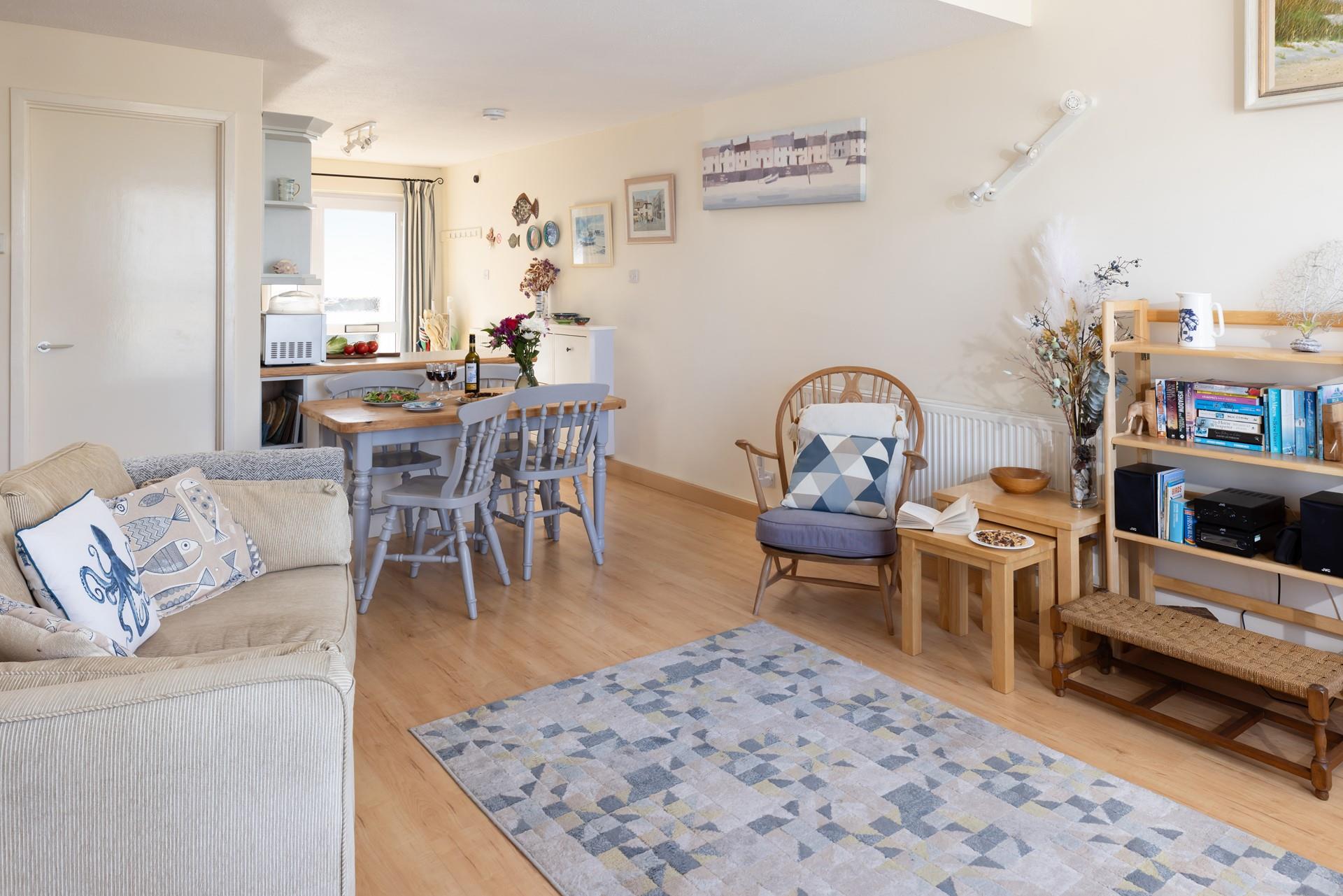 Open plan living means you can dine and relax together.